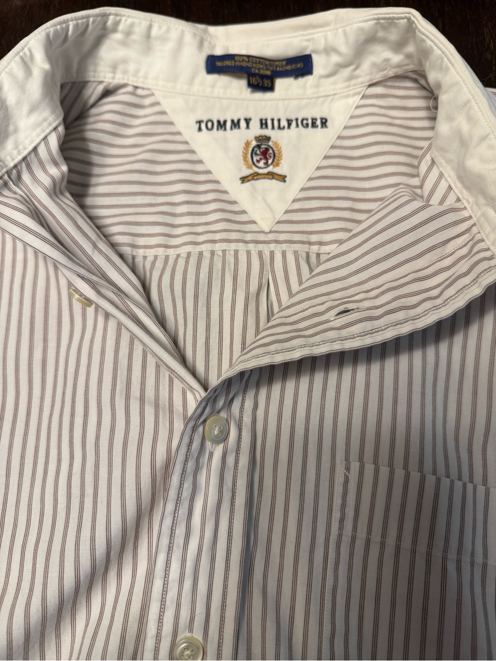 Vtg Tommy Hilfiger Mens Large 16 1/2 - 35 Short Sleeve Button Down Striped Shirt - Picture 11 of 13